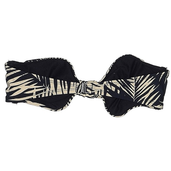 H&M Womens Bandeau Bikini Top Size 8 Cream Black Swimsuit - Picture 2 of 4